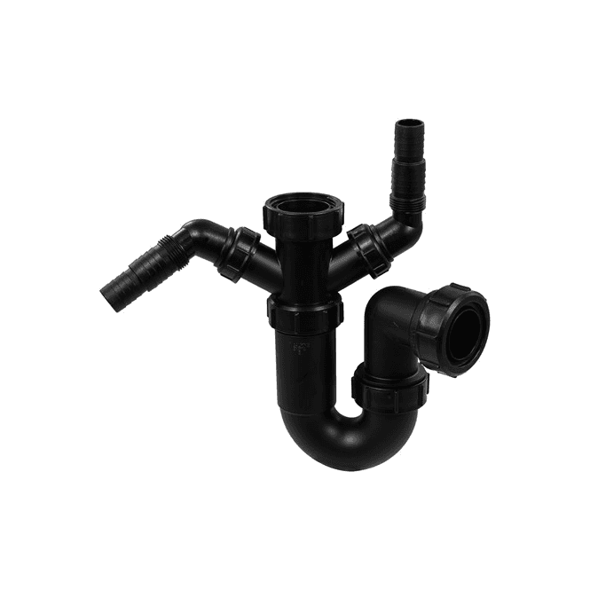 McAlpine  WM11-BL Black Sink Trap With Twin 135 Degree Domestic Appliance Nozzle 1½