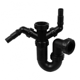 McAlpine WM11-BL Black Sink Trap With Twin 135 Degree Domestic Appliance Nozzle 1½