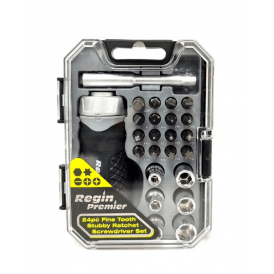 Regin 24pc Fine Tooth Stubby Ratchet Screwdriver Set REGK80