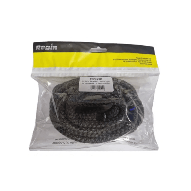 Regin  Braided Glass Yarn 10mm x 5mtr Black REGY22