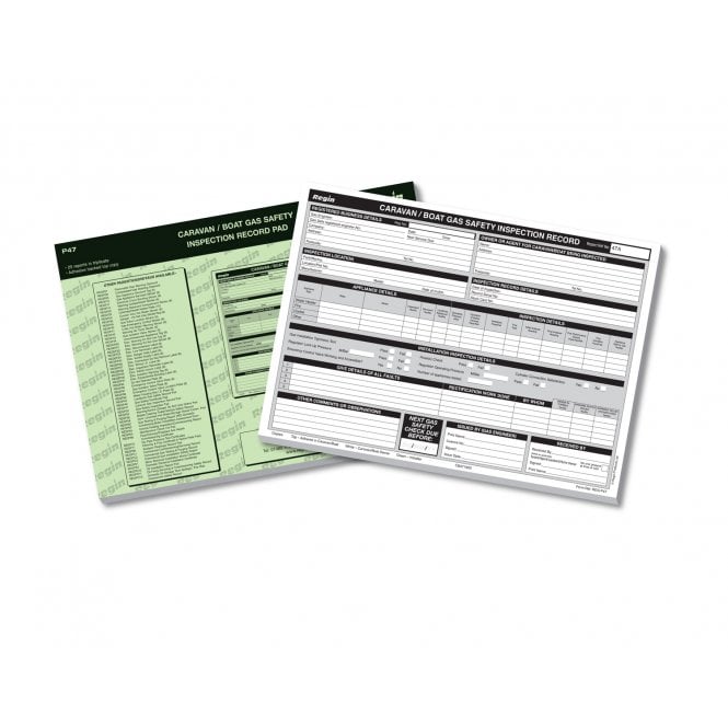 Regin  Caravan/Boat Gas Inspection Record Pad (25 in triplicate) REGP47