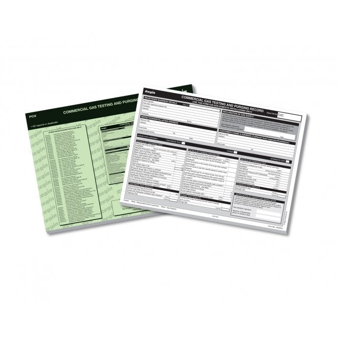Regin  Commercial Gas Testing & Purging Record Pad (50 in duplicate) REGPC2