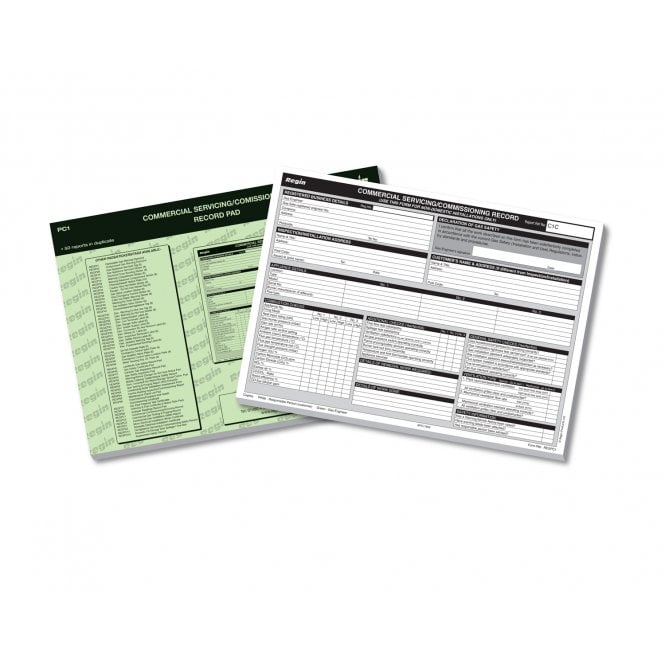 Regin  Commercial Servicing/Commissioning Pad (50 in duplicate) REGPC1
