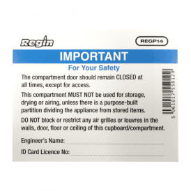 Regin Discreet White Warning - Compartment Sticker (Pack of 8) REGP14