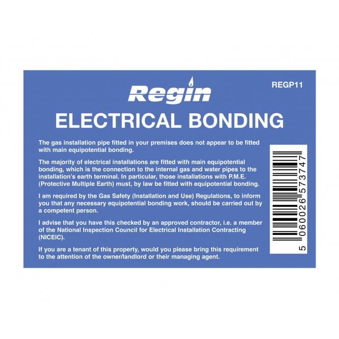 Regin  Electrical Bonding Sticker (8 pack) REGP11