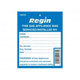 Regin Gas Appliance Serviced Tag (8 pack) REGP05