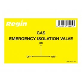 Regin Gas Isolation Valve Sticker (8 pack) REGP43