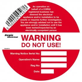 Regin Warning - Do not Use Sticker (8 Pack) REGEP21