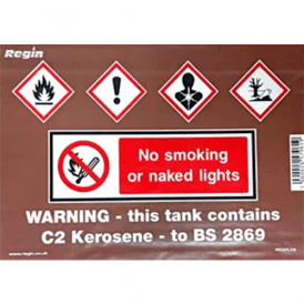 Regin Warning - This Tank Contains Kerosene Storage Tank Sticker X5 REGPL08