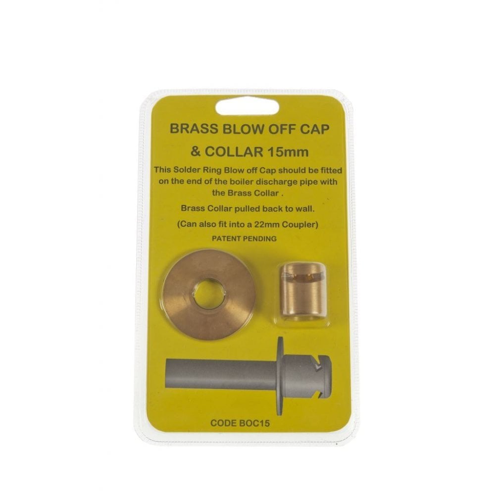 Sodir Rind Rob Pond 15mm Brass Blow-Off Cap & Collar Solder Ring (Blister Pack) BOC15