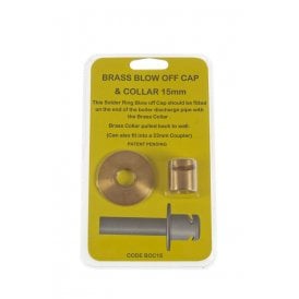 Solder Ring 15mm Brass Blow-Off Cap & Collar (Blister Pack)