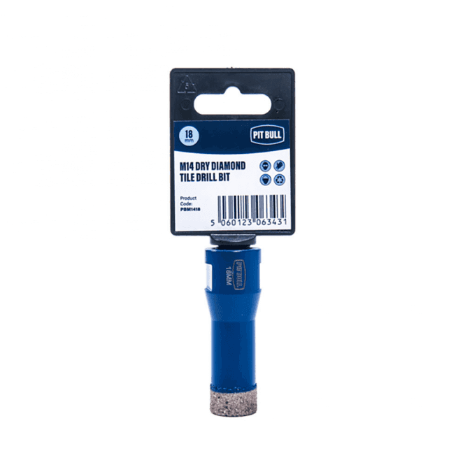 Todays Tools  Pit Bull M14 18mm Dry Diamond Tile Bit PBM1418